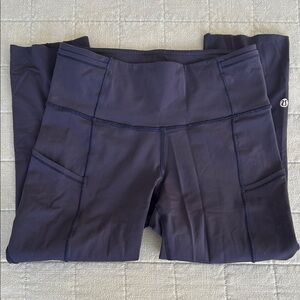 Lululemon fast and free cropped leggings 21” navy size 4